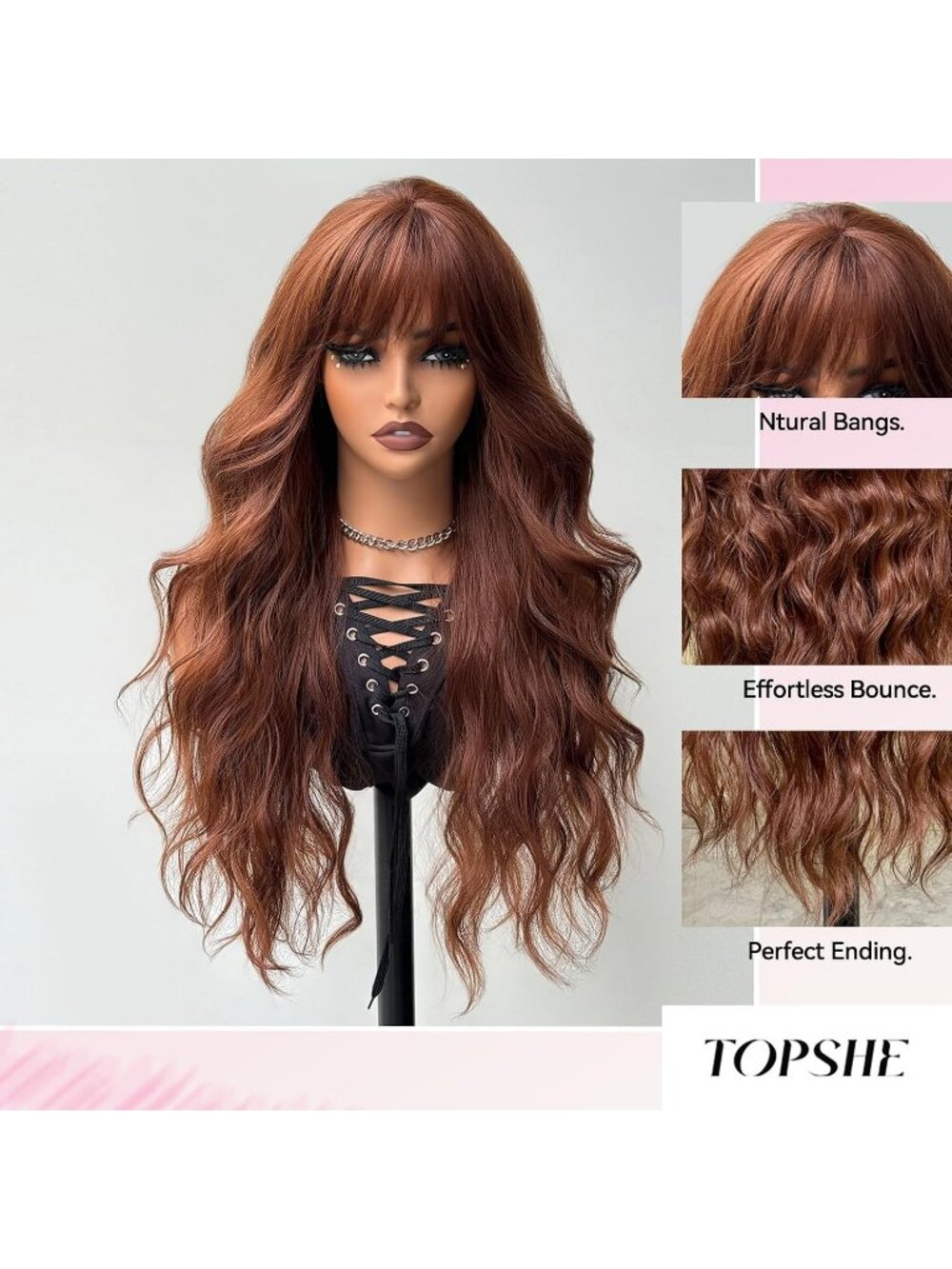 Women's Orange 24 Inch Heat Resistant Synthetic Short Wavy Long Curly Wigs - Picture 4 of 6